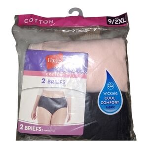 Hanes Cotton Briefs 2-Pack in Black and Pink Size 9 2XL